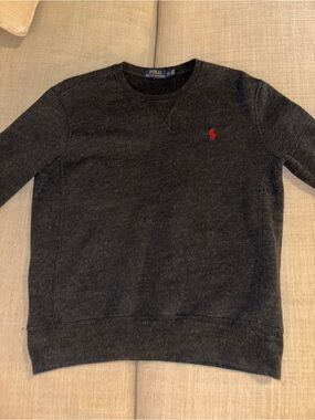 Polo by Ralph Lauren Dark Charcoal Crewneck Sweatshirt with Red Pony